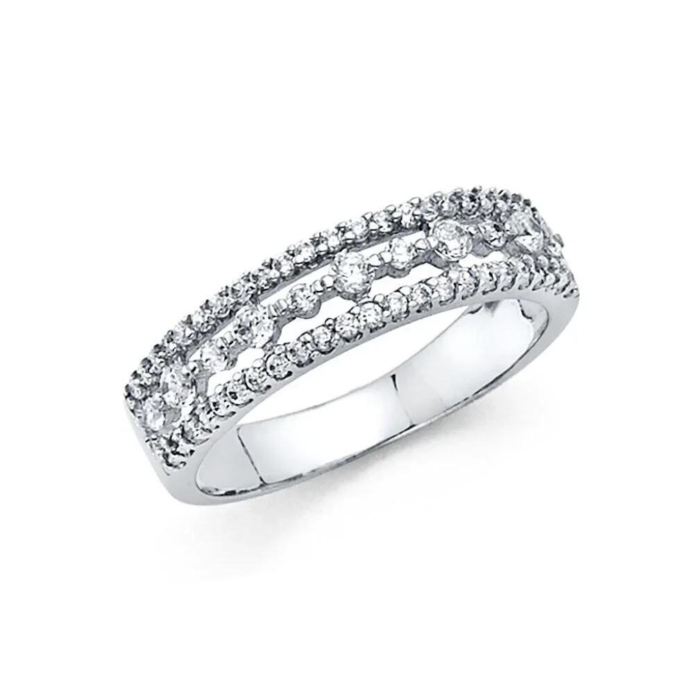 New 14k Solid White Gold 0.75 Ct. Wedding Band Ring